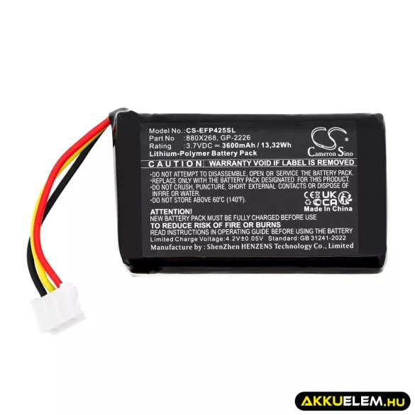 Utángyártott EXFO egyéb Li-Polymer akkumulátor 3.7V 3600mAh 880X268, GP-2226 - CameronSino