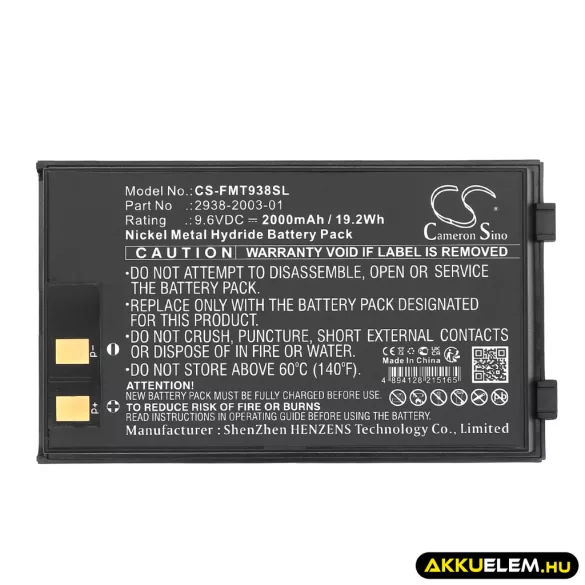 Utángyártott Fluke egyéb Ni-MH akkumulátor 9.6V 2000mAh 2938-2003-01, 2938-2003-02 - CameronSino