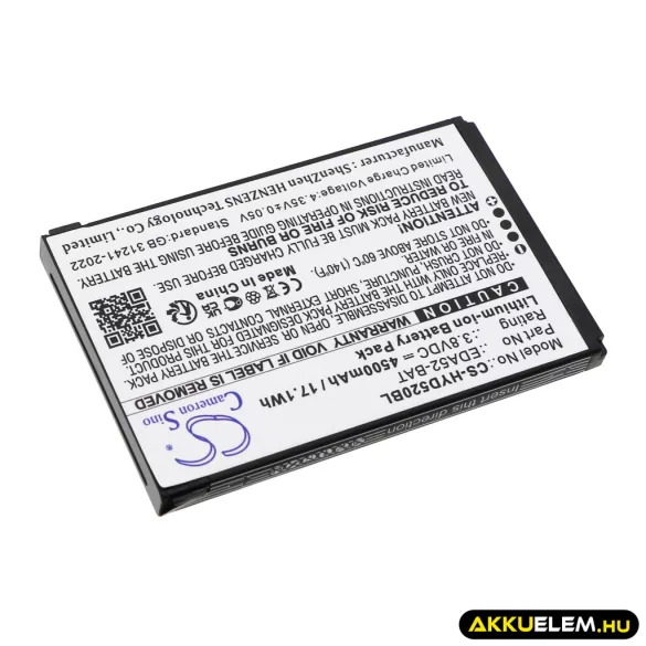 Utángyártott Honeywell Vonalkód szkenner Li-ion akkumulátor 3.8V 4500mAh 50172021-001, EDA52-BAT - CameronSino