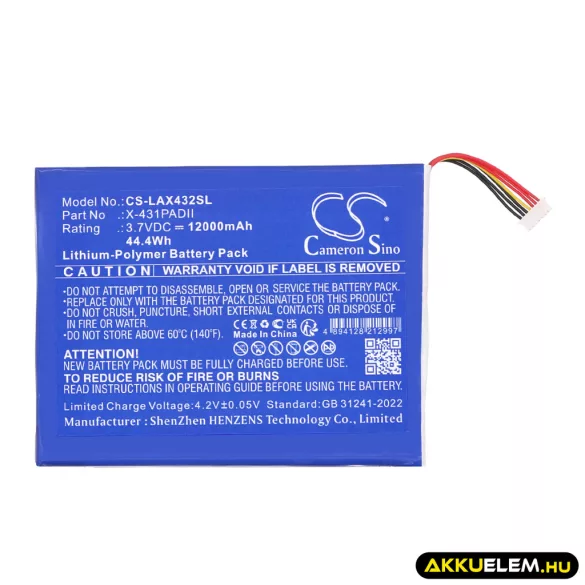 Utángyártott Launch diagnosztikai Li-Polymer akkumulátor 3.7V 12000mAh X-431PADII - CameronSino