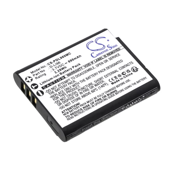 Utángyártott Pentax Kamera Li-ion akkumulátor 3.7V 890mAh D-LI96 - CameronSino
