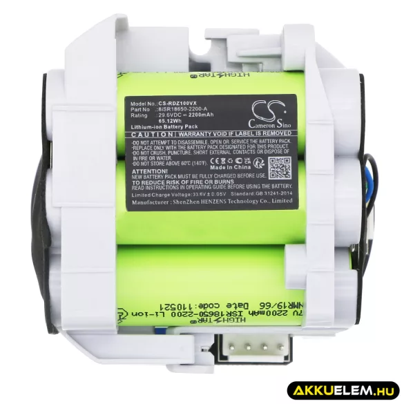 Utángyártott Roidmi porszívó Li-ion akkumulátor 29.6V 2200mAh 8iSR18650-2200-A - CameronSino