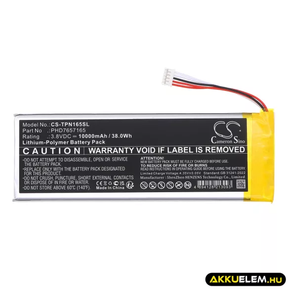 Utángyártott Topdon diagnosztikai Li-Polymer akkumulátor 3.8V 10000mAh PHD7657165 - CameronSino