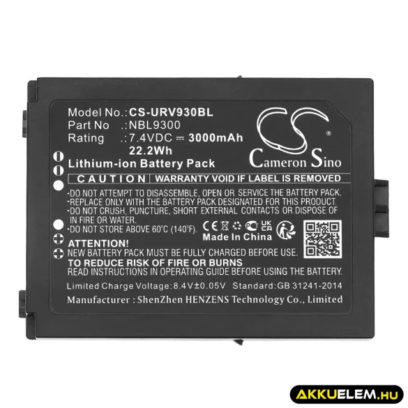 Utángyártott Urovo Vonalkód szkenner Li-ion akkumulátor 7.4V 3000mAh NBL9300 - CameronSino