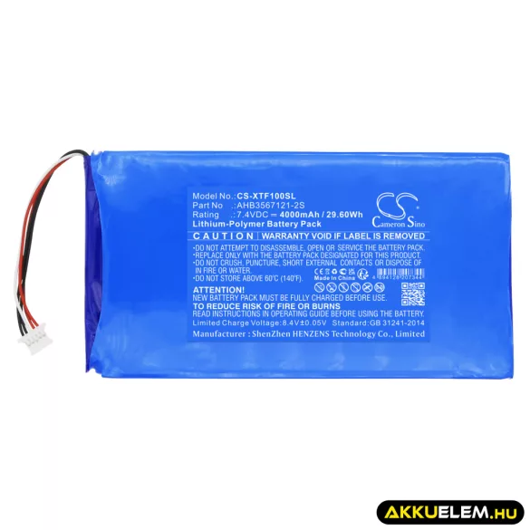 Utángyártott XTOOL diagnosztikai Li-Polymer akkumulátor 7.4V 4000mAh AHB3567121-2S - CameronSino