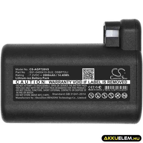 Utángyártott AEG porszívó Li-ion akkumulátor 7.2V 2000mAh OSBP72LI, S91-0400410-SU2 - CameronSino