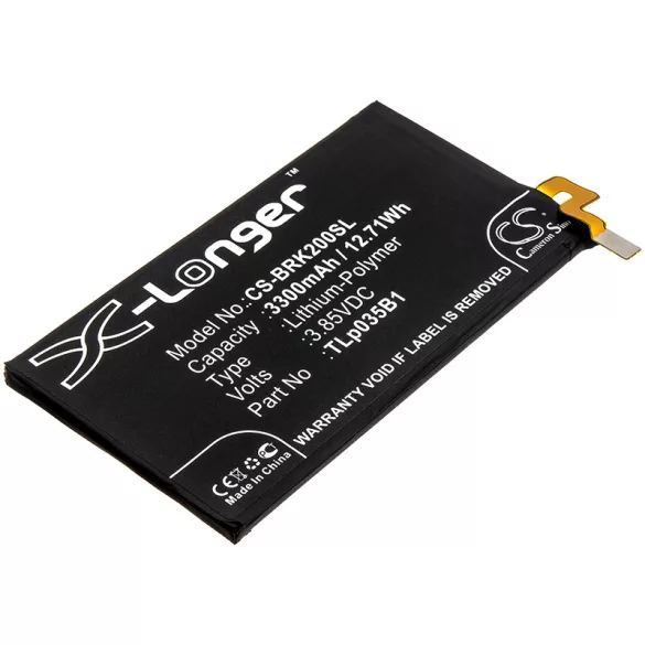 Utángyártott BlackBerry mobil Li-Polymer akkumulátor 3.85V 3300mAh TLp035B1 - CameronSino