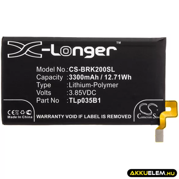Utángyártott BlackBerry mobil Li-Polymer akkumulátor 3.85V 3300mAh TLp035B1 - CameronSino