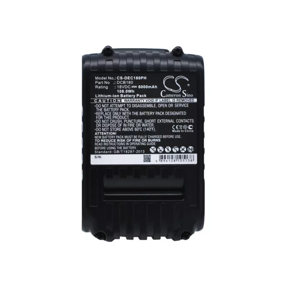 Utángyártott DeWalt szerszámgép Li-ion akkumulátor 18V 6000mAh DCB180, DCB181 - CameronSino