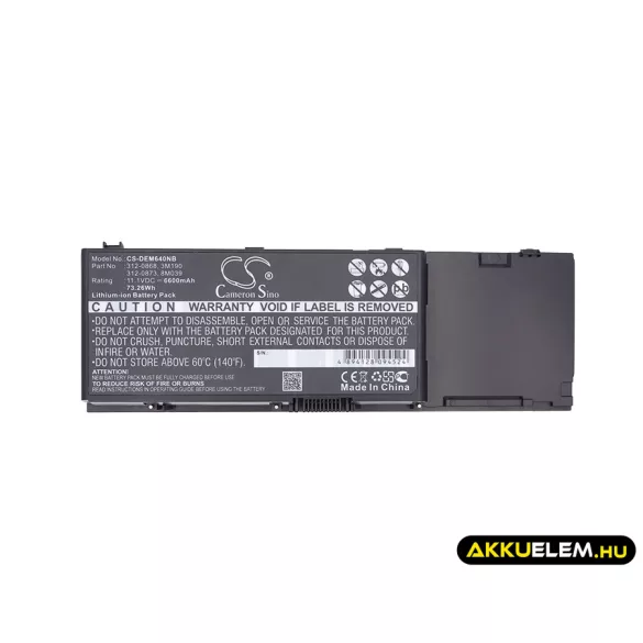 Utángyártott Dell laptop Li-ion akkumulátor 11.1V 6600mAh 0KR854, 312-0747 - CameronSino