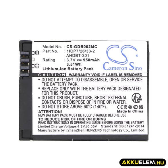 Utángyártott Rollei Kamera Li-ion akkumulátor 3.7V 950mAh RL420B - CameronSino