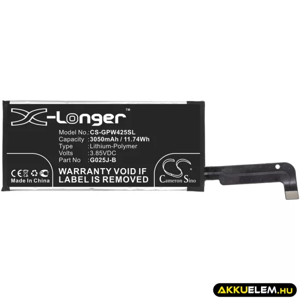 Utángyártott Google mobil Li-Polymer akkumulátor 3.85V 3050mAh G025J-B - CameronSino