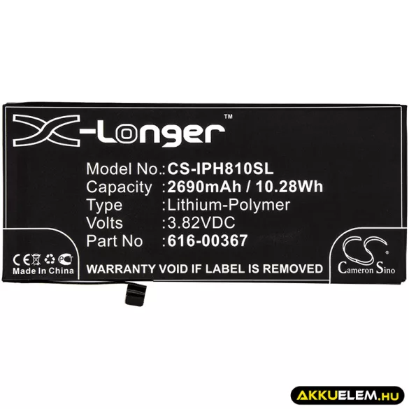 Utángyártott Apple mobil Li-Polymer akkumulátor 3.82V 2690mAh 616-00367 - CameronSino