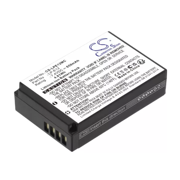 Utángyártott Canon Kamera Li-ion akkumulátor 7.4V 650mAh LP-E12 - CameronSino
