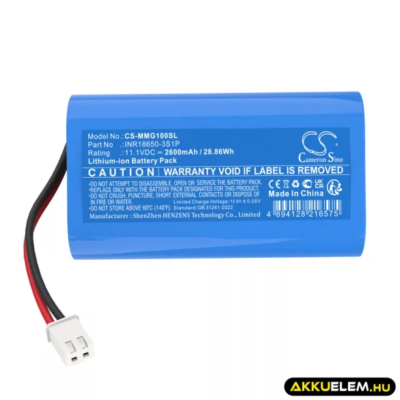 Utángyártott Muscle ápolási eszköz Li-ion akkumulátor 11.1V 2600mAh INR18650-3S1P - CameronSino