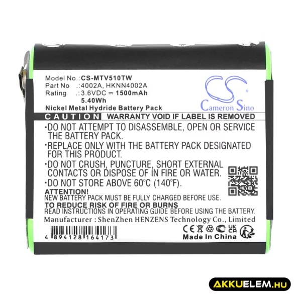 Utángyártott Motorola adó-vevő rádió Ni-MH akkumulátor 3.6V 1500mAh 4002A, 53615 - CameronSino