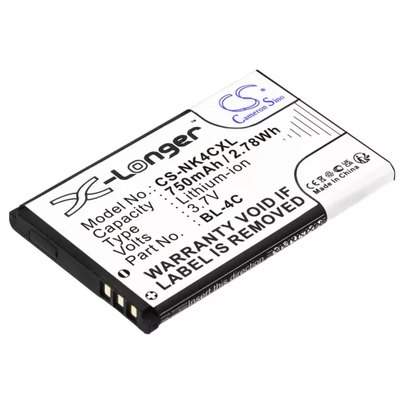 Utángyártott Nokia mobil Li-ion akkumulátor 3.7V 750mAh BL-4C - CameronSino