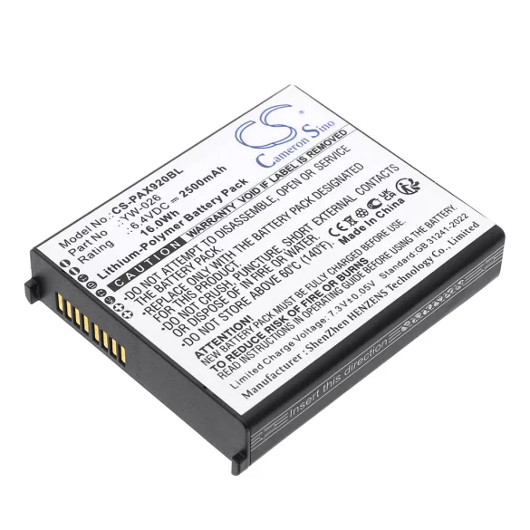 Utángyártott Pax Fizetési terminál Li-Polymer akkumulátor 6.4V 2500mAh YW-026 - CameronSino