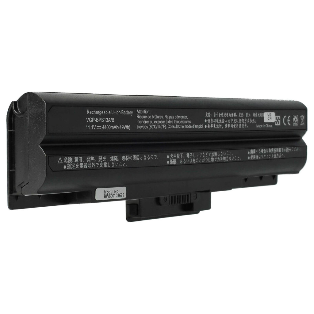 Sony VGP-BPS13 10,8V 4400mAh utángyártott notebook akkumulátor fekete színű