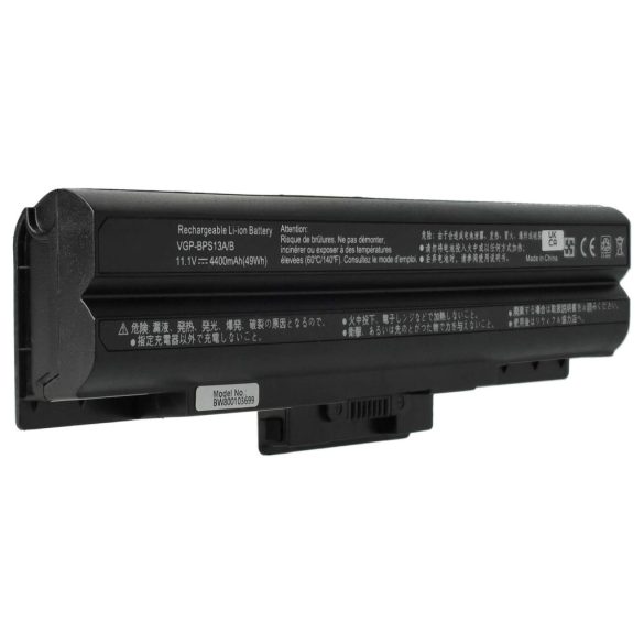 Sony VGP-BPS13 10,8V 4400mAh utángyártott notebook akkumulátor fekete színű