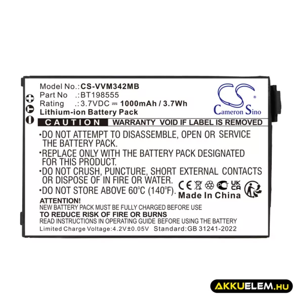 Utángyártott V Tech Babafigyelő Li-ion akkumulátor 3.7V 1000mAh BT198555, BT298555 - CameronSino