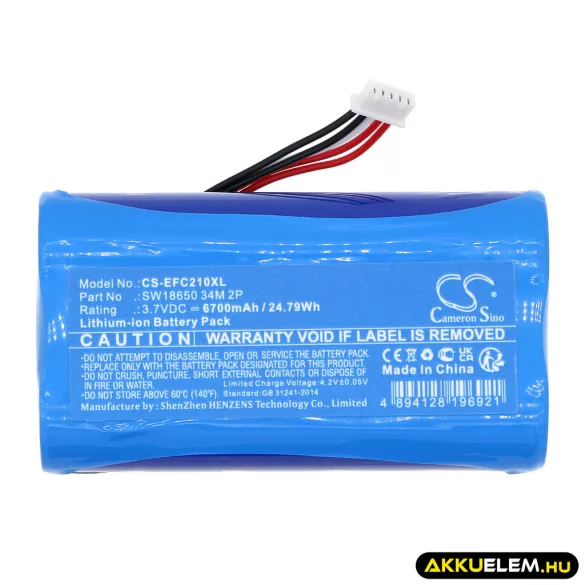 Utángyártott Eufy biztonsági kamera Li-ion akkumulátor 3.7V 6700mAh SW18650 34M 2P - CameronSino