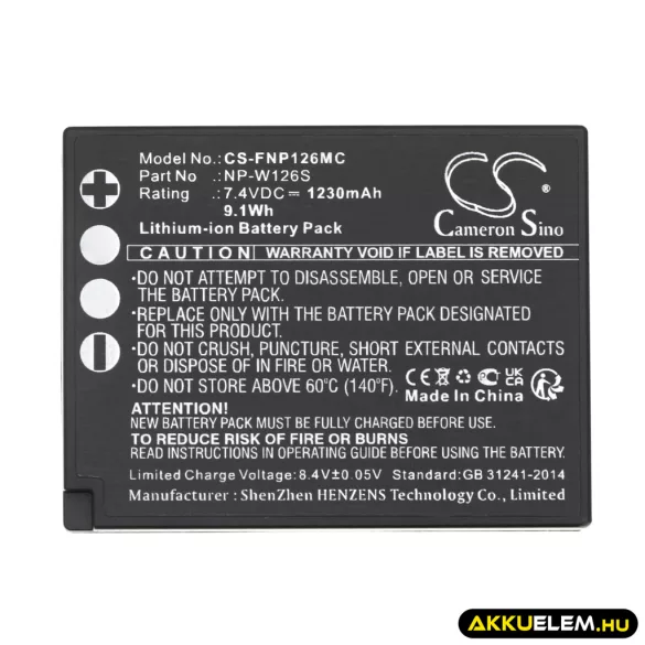 Utángyártott Fujifilm Kamera Li-ion akkumulátor 7.4V 1230mAh NP-W126S, NP-W126 - CameronSino