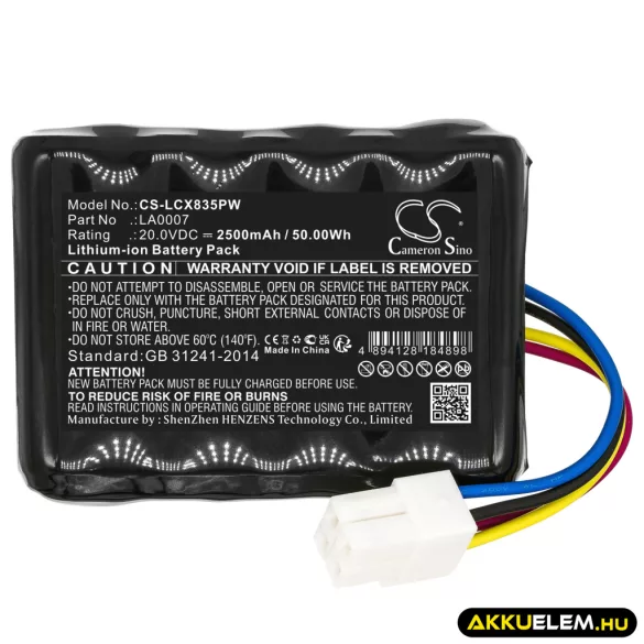 Utángyártott Landxcape Fűnyíró Li-ion akkumulátor 20V 2500mAh 50046811, LA0007 - CameronSino