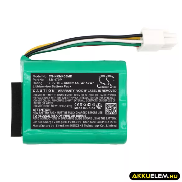Utángyártott Nihon Kohden Orvosi Li-ion akkumulátor 7.2V 6600mAh SB-470P - CameronSino