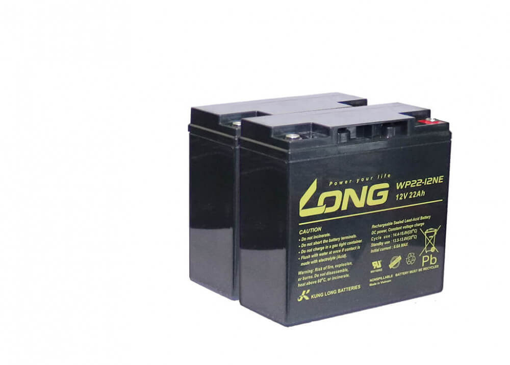 E-kerékpár akkucsomag 24V = 2 * 12V 22Ah Long WP22-12NE