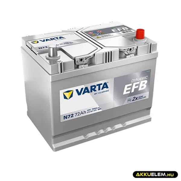Varta 12V 72 Ah 760A JOBB+ 572501 D26L Start-Stop Asia EFB autó akkumulátor Akkucserével
