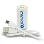 everActive 16340 3,7V 700mAh li-ion akkumulátor micro USB bemenettel