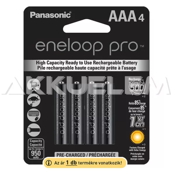 Eneloop pro AAA 930mAh NiMh akku 2db/bliszter (ár/csomag) fekete