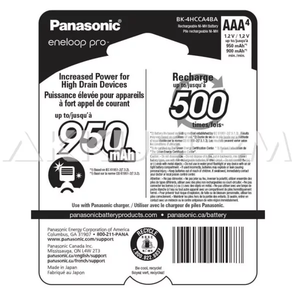 Eneloop pro AAA 930mAh NiMh akku 2db/bliszter (ár/csomag) fekete
