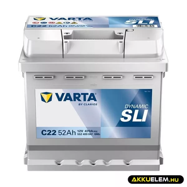 52Ah Varta Dynamic C22 12V autó akkumulátor JOBB+ (552 400 047)