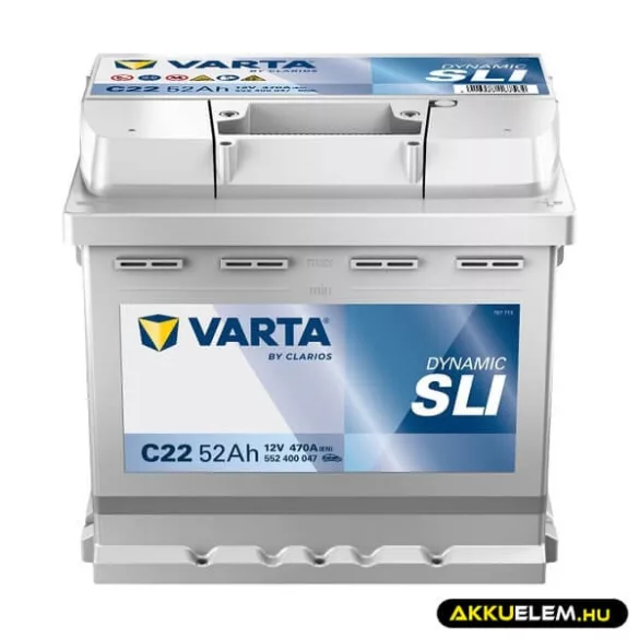52Ah Varta Dynamic C22 12V autó akkumulátor JOBB+ (552 400 047)