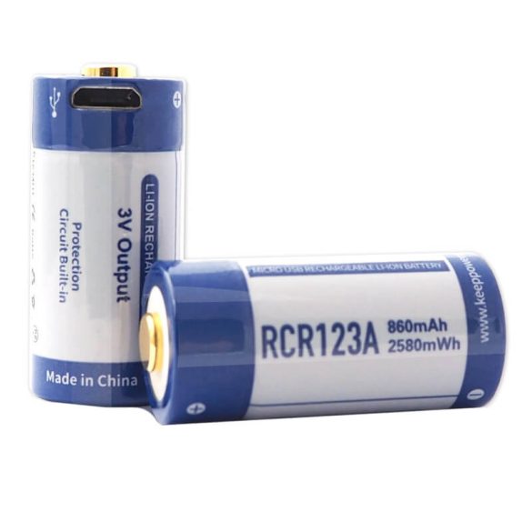 RCR123A akkumulátor 2 db 1000mAh microUSB KeepPower