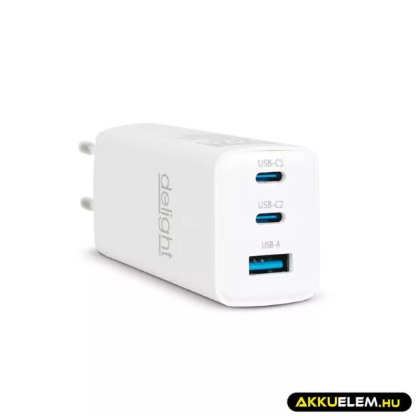 DEL fali töltŐ 2* USB-C +USB-A 20+45W PD3.0