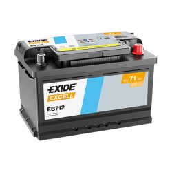 71Ah EXIDE Excell EB712 autó akkumulátor JOBB+