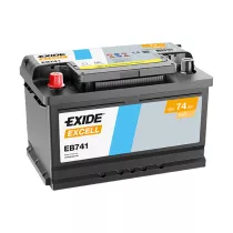74Ah EXIDE Excell EB741 autó akkumulátor bal+