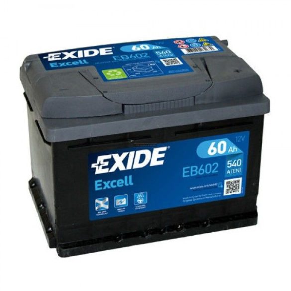 60Ah EXIDE Excell EB602 autó akkumulátor JOBB+