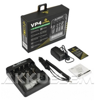 XTAR VP4 négy csatornás Li-Ion LCD kijelzős hálózati akkutöltő