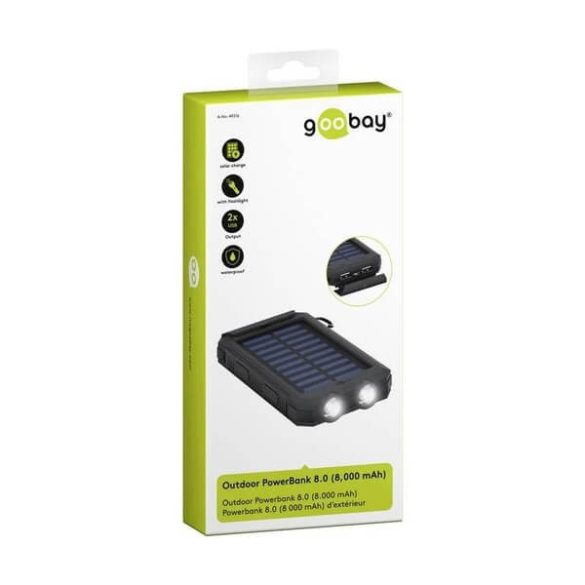 Külső akku napelemes 8000mAh Goobay