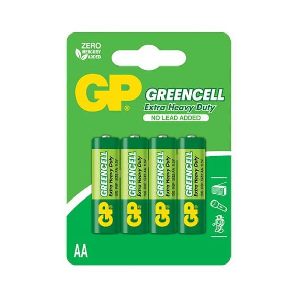 GP Greencell 15G 1,5V AA R6 féltartós elem 4db/csomag