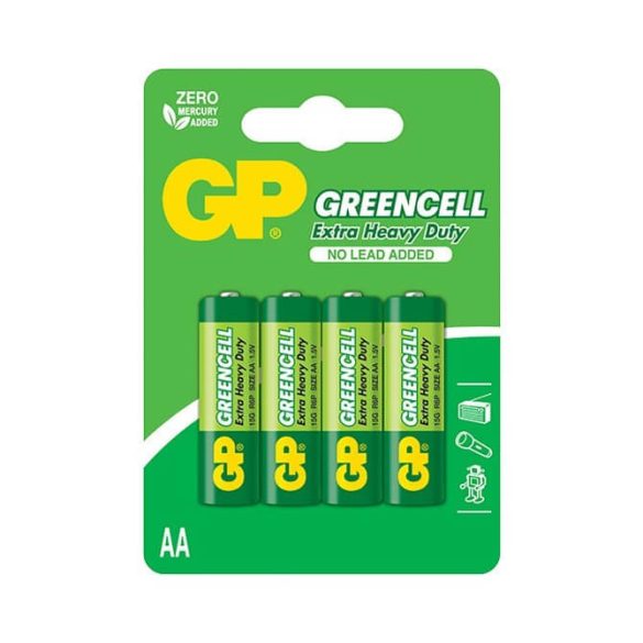 GP Greencell 15G 1,5V AA R6 féltartós elem 4db/csomag