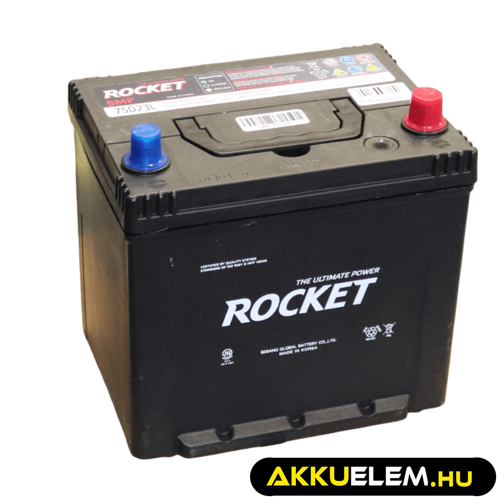Rocket 65Ah 12V autó akkumulátor 75D23L ASIA JOBB+