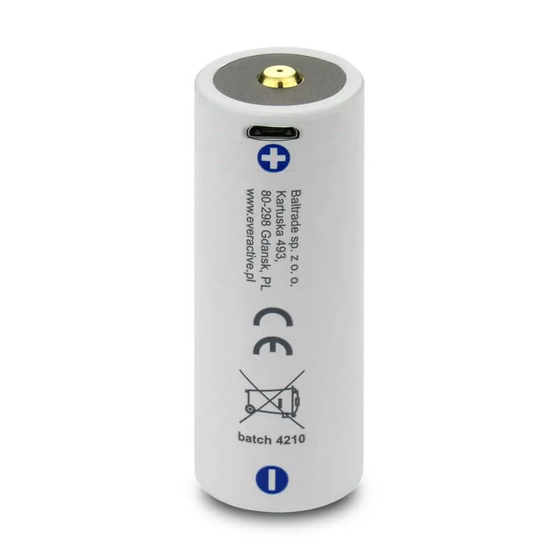 everActive 26650 3,7V 5200mAh li-ion akkumulátor microUSB bemenettel