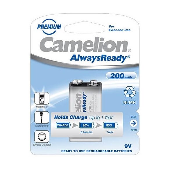 Camelion AlwaysReady 200mAh 9V elem méretű akkumulátor