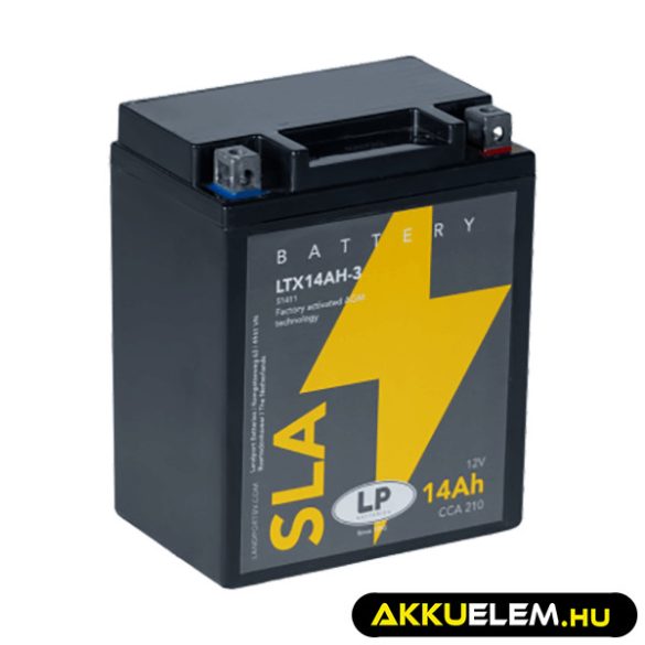 Landport motorkerékpár akkumulátor 12V 14Ah 210A YTX14AH-3 (YTX14AHL / YB14L) jobb+ Gyz