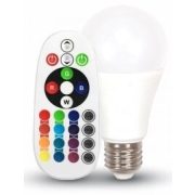   V-TAC E27 6W 470lm 4000K 200 ° RGB  LED-izzó távirányítós